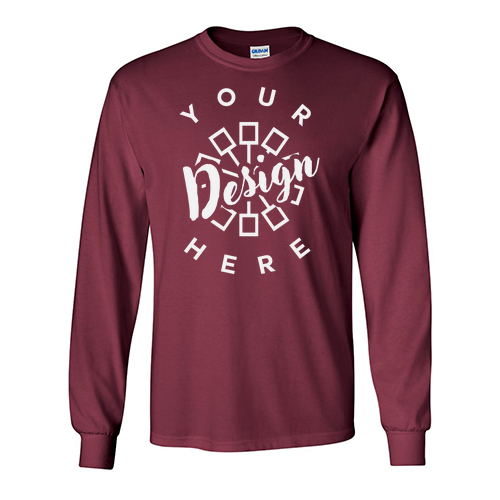 Image of Gildan Ultra Cotton Long Sleeve T-Shirt in Maroon | by Underground Printing